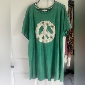 Umgee Teal Peace Sign Dress